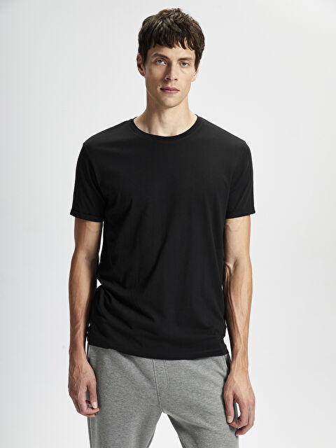 LCWAIKIKI Basic Bisiklet Yaka Penye Erkek Tişört - S41097Z8-CVL