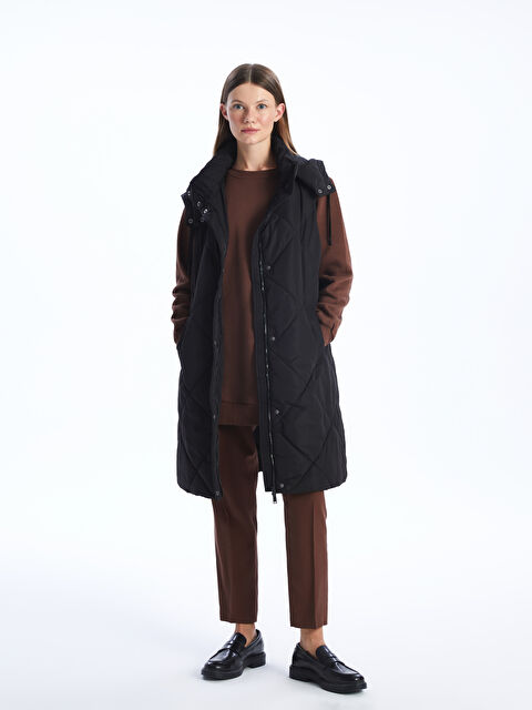 LCW Modest Hooded Quilted Women's Puffer Gilet - S41156Z8-RQL