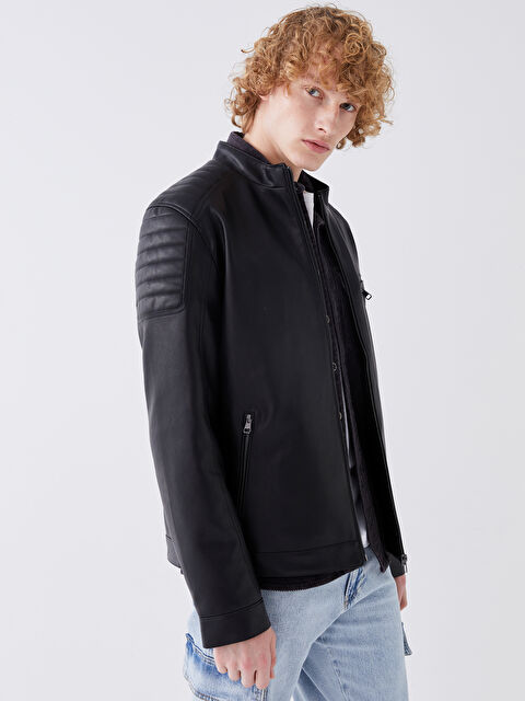 XSIDE Slim Fit Erkek Deri Görünümlü Ceket - S41174Z8-CVL