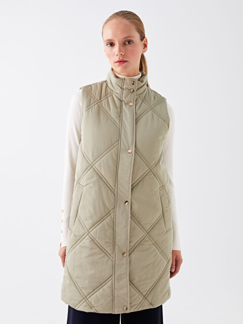 LCW Modest Doudoune sans manches matelassée à col cheminée pour Femmes - S41179Z8-V3N