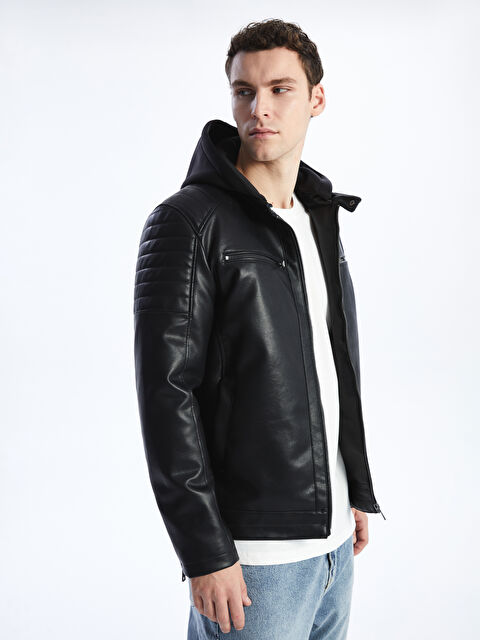 XSIDE Standart Kalıp Erkek Deri Görünümlü Ceket - S41235Z8-CVL