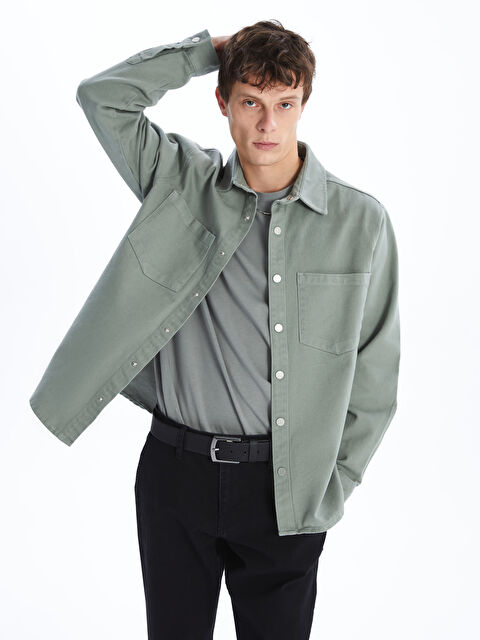 LCW Jeans Regular Fit Uzun Kollu Erkek Jean Gömlek - S41273Z8-SGW