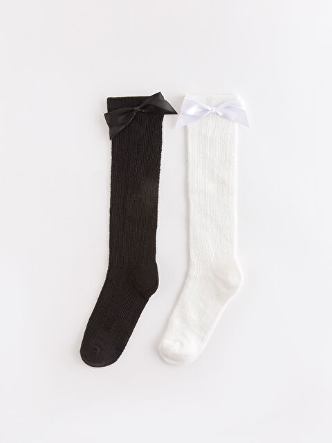 LCW Kids Fiyonk Detaylı Kız Çocuk Diz Altı Çorap 2'li - S41275Z4-EEW