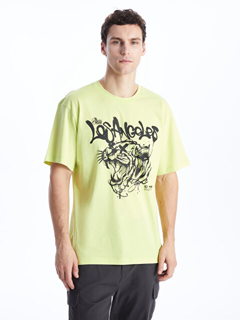 XSIDE Bisiklet Yaka Kısa Kollu Baskılı Penye Erkek Tişört - S41355Z8-STV