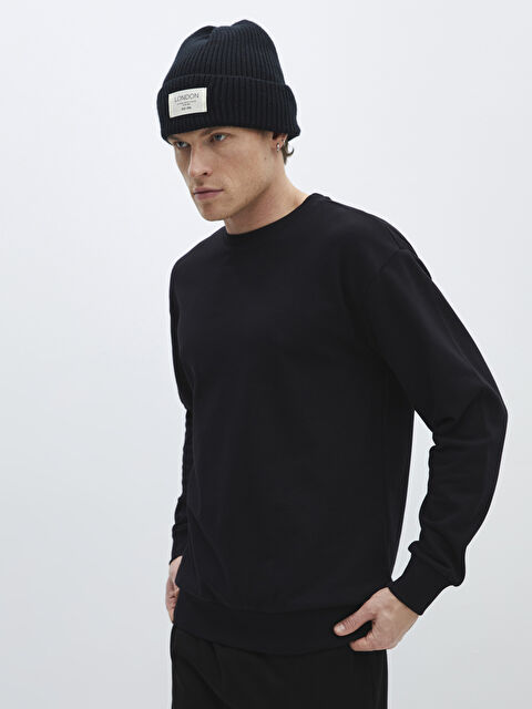 XSIDE سويت شيرت كم طويل بياقة دائرية للرجال - S41484Z8-CVL