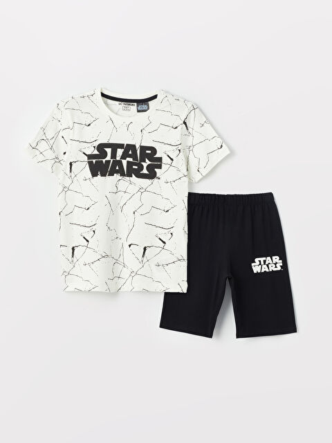 LCW Kids Crew Neck Star Wars Printed Short Sleeve Boys' Shorts Pyjama Set - S41550Z4-LU7