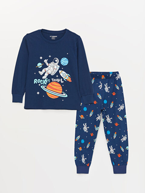 LCW Kids Ensemble de Pyjama pour Garçons à Col Rond Imprimé à Manches Longues