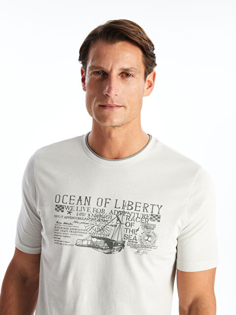 SOUTHBLUE تيشيرت للرجال برقبة دائرية وأكمام قصيرة مصنوع من قطن ممشط ومطبوع - S41700Z8-P7S