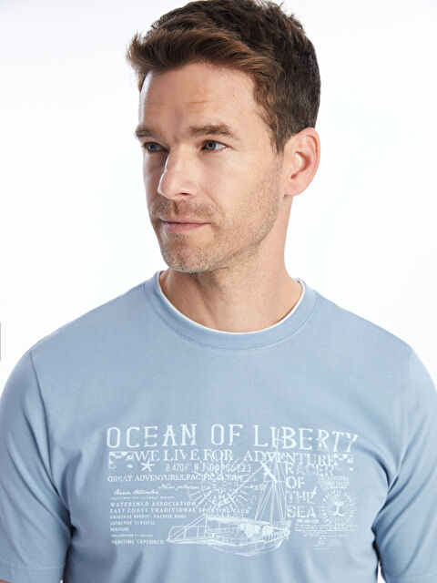 SOUTHBLUE Crew Neck Short Sleeve Printed Combed Cotton Men's T-shirt - S41700Z8-SPD