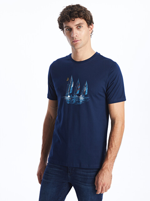 SOUTHBLUE Crew Neck Short Sleeve Printed Combed Cotton Men's T