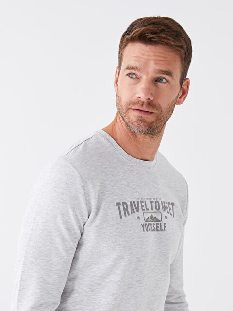 LCWAIKIKI Classic Bisiklet Yaka Uzun Kollu Baskılı Erkek Sweatshirt - S41779Z8-L8T