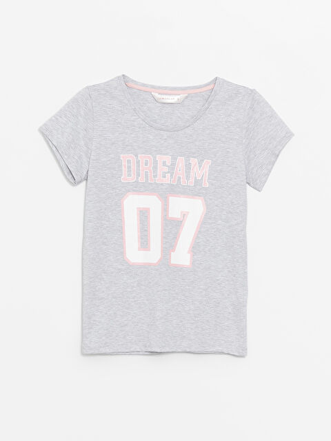 LCW DREAM Bisiklet Yaka Baskılı Kısa Kollu Kadın Pijama Üst - S41906Z8-LAL
