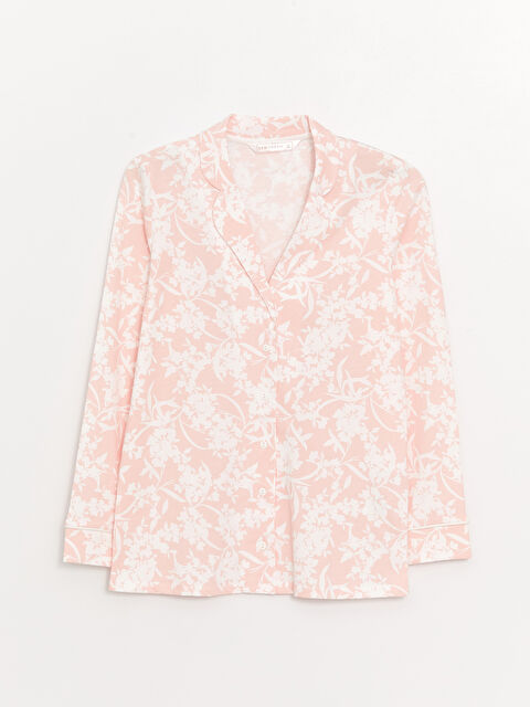 LCW DREAM Gömlek Yaka Çiçekli Kadın Pijama Üstü