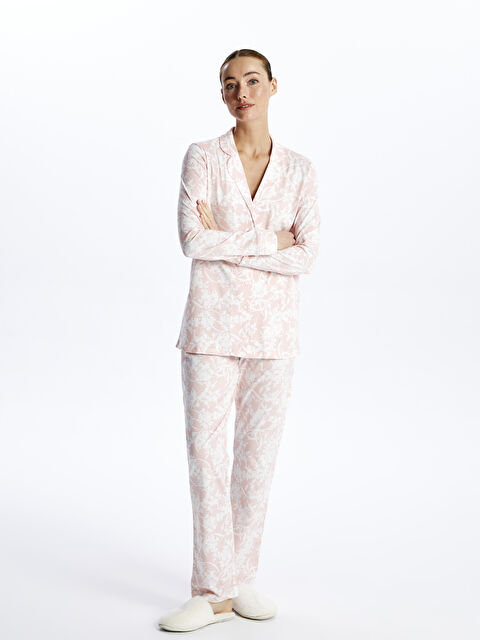 LCW DREAM Gömlek Yaka Desenli Kadın Pijama Takımı - S41920Z8-LT4