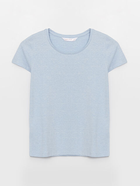 LCW DREAM Bisiklet Yaka Düz Kısa Kollu Kadın Pijama Üst - S41922Z8-354