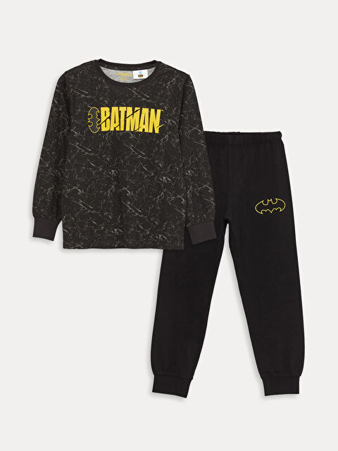 LCW Kids Crew Neck Batman Printed Long Sleeve Boys' Pyjama Set - S41932Z4-LQJ