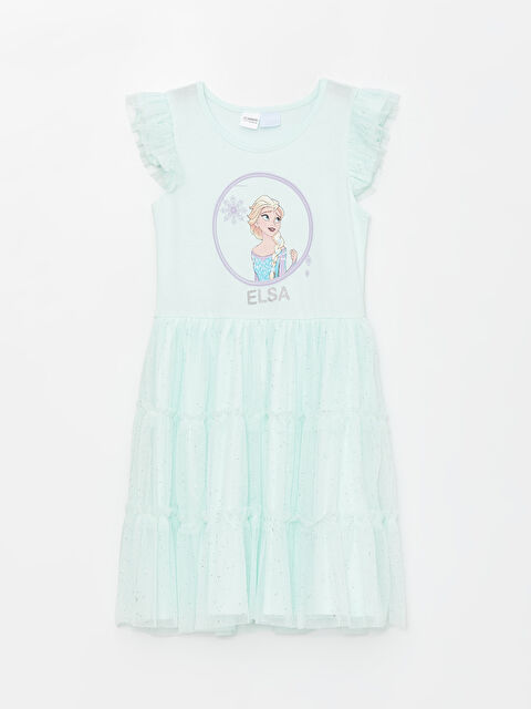 LCW Kids Bisiklet Yaka Elsa Baskılı Kısa Kollu Kız Çocuk Elbise - S42061Z4-FUL
