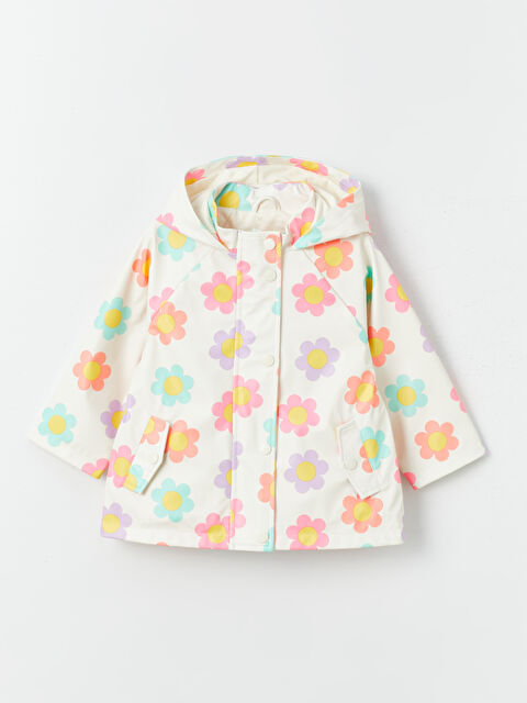 LCW Kids Kapüşonlu Çiçekli Kız Bebek Yağmurluk - S42150Z1-LRA