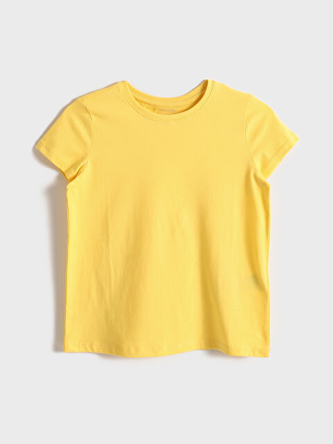 LCW Kids Bisiklet Yaka Basic Kısa Kollu Kız Çocuk Tişört - S42363Z4-FYP