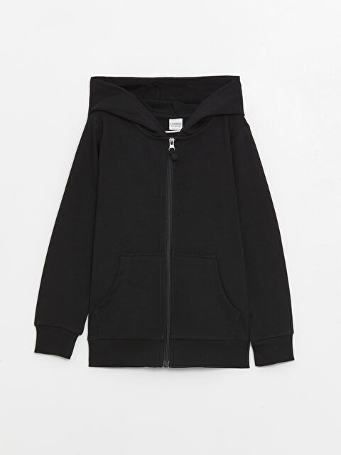 LCW Kids Kapüşonlu Basic Uzun Kollu Kız Çocuk Fermuarlı Sweatshirt - S42367Z4-CVL