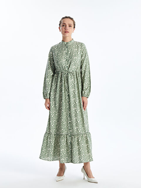 LCW Modest Hakim Yaka Çiçekli Uzun Kollu Kadın Gömlek Elbise - S42474Z8-LRK