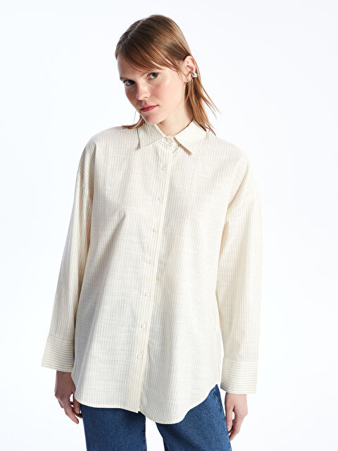 LCW Vision Striped Long Sleeve Oversize Women's Shirt - S42703Z8-LE8