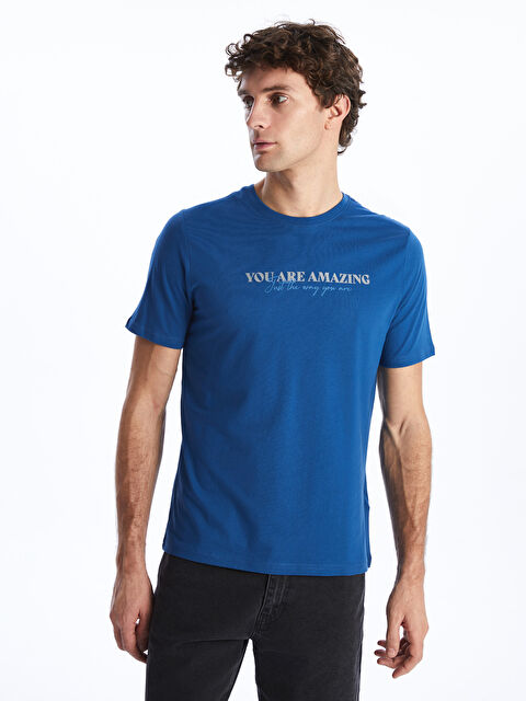 SOUTHBLUE T-shirt pour hommes en coton peigné imprimé à manches courtes et col rond - S42852Z8-DTN