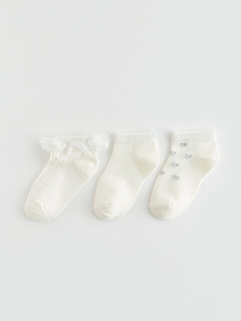 LCW baby Baskılı Kız Bebek Patik Çorap 3'lü - S42959Z1-JPX