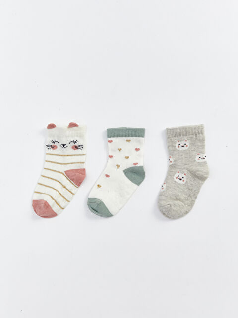 LCW baby Desenli Kız Bebek Soket Çorap 3'lü - S42990Z1-FDL