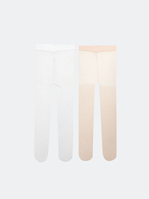 LCW baby Kendinden Desenli Kız Bebek Külotlu Çorap 2'li - S43019Z1-FR6