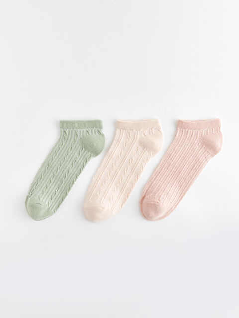 LCW DREAM Kendinden Desenli Kadın Patik Çorap 3'lü - S43789Z8-FKT