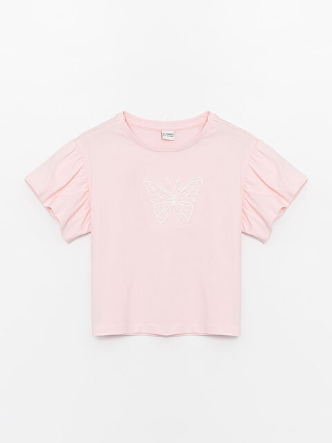 LCW Kids Crew Neck Printed Short Sleeve Girls' T-Shirt - S43838Z4-G0G