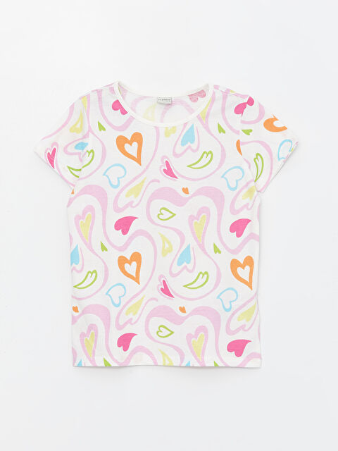 LCW Kids Crew Neck Printed Short Sleeve Girls' T-Shirt - S43848Z4-F9C