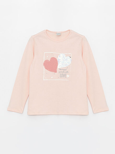 LCW Kids Crew Neck Printed Long Sleeve Girls' T-Shirt - S43859Z4-FX2
