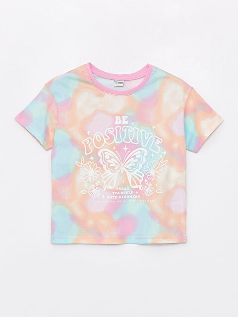 LCW Kids Bisiklet Yaka Baskılı Kısa Kollu Kız Çocuk Tişört - S43908Z4-F9C