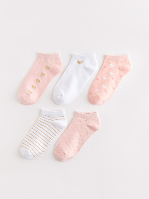LCW Kids Desenli Kız Çocuk Patik Çorap 5'li - S43938Z4-QVR