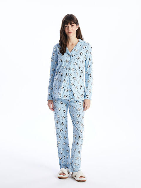 LCW DREAM Gömlek Yaka Baskılı Uzun Kollu Kadın Pijama Takımı - S44036Z8-LQK
