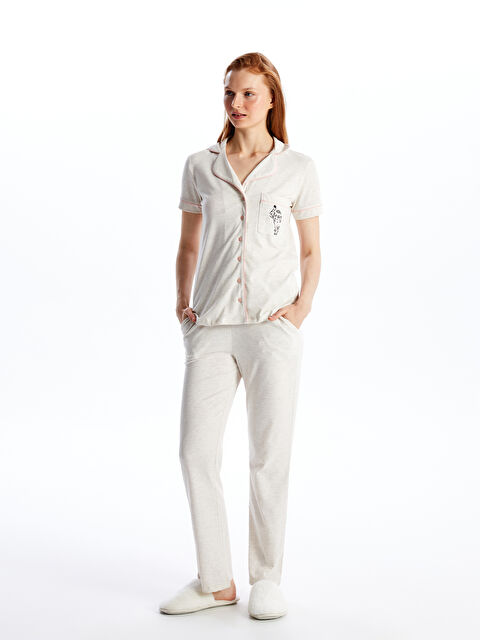 LCW DREAM Collared Neck Printed Short Sleeve Women's Pyjama Set - S44061Z8-MXN