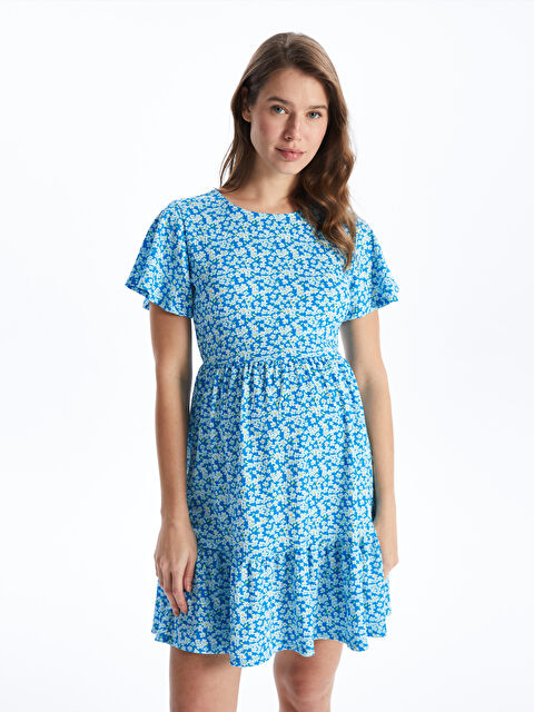 LCWAIKIKI Maternity Bisiklet Yaka Çiçekli Kısa Kollu Hamile Elbise - S44231Z8-LQQ