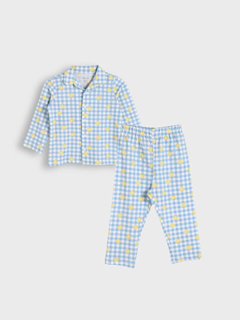 LCW baby طقم بيجاما للبنات الصغار برقبة بياقة - S44237Z1-LRA