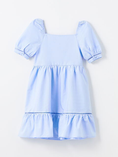 LCW Kids Kare Yaka Kısa Kollu Kız Çocuk Elbise - S44286Z4-QYD