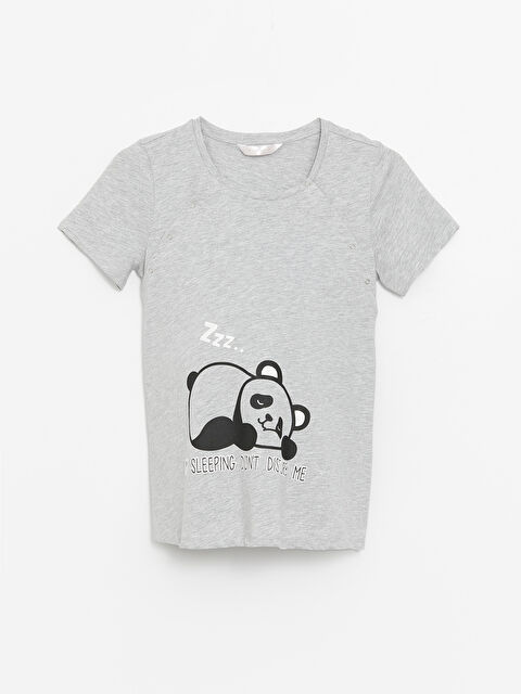 LCW DREAM Bisiklet Yaka Baskılı Hamile Pijama Üst - S44322Z8-CT3