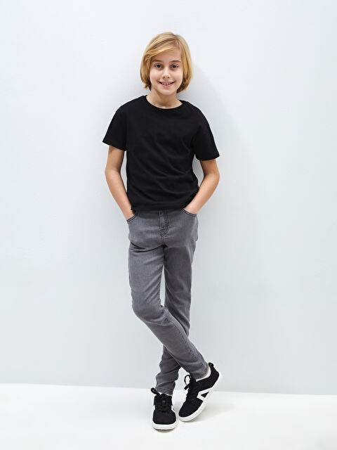 LCW Kids Beli Ayarlanabilir Lastikli Erkek Çocuk Jean Pantolon - S44393Z4-GRD