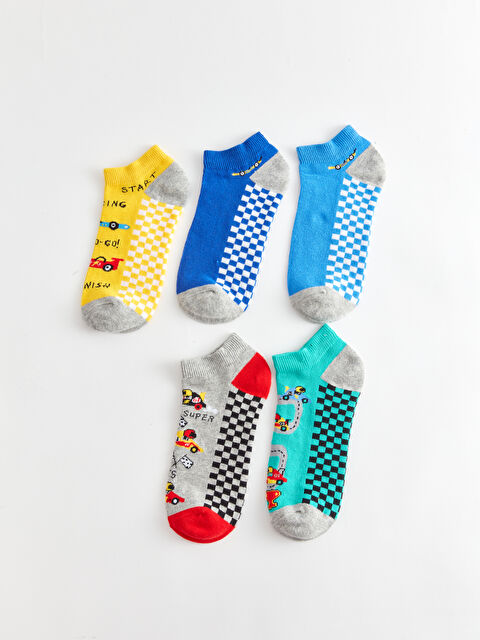 LCW Kids Desenli Erkek Çocuk Patik Çorap 5'li - S44406Z4-K00
