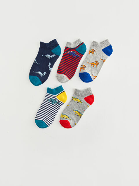 LCW Kids Desenli Erkek Çocuk Patik Çorap 5'li - S44408Z4-K00