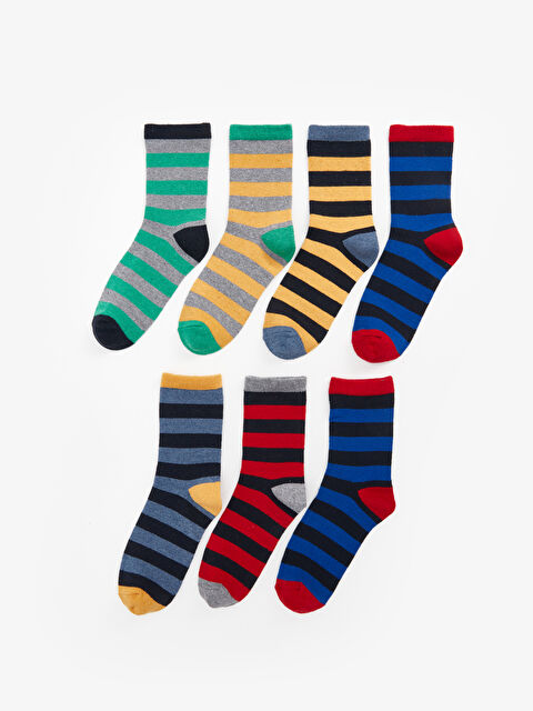 LCW Kids Çizgili Erkek Çocuk Soket Çorap 7'li - S44428Z4-K00