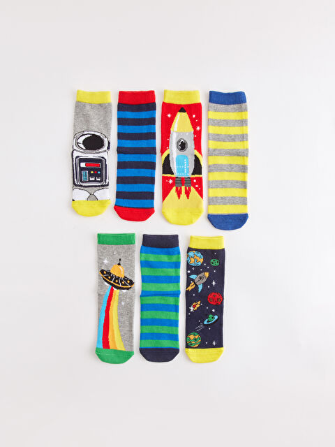 LCW Kids Desenli Erkek Çocuk Soket Çorap 7'li - S44430Z4-K00