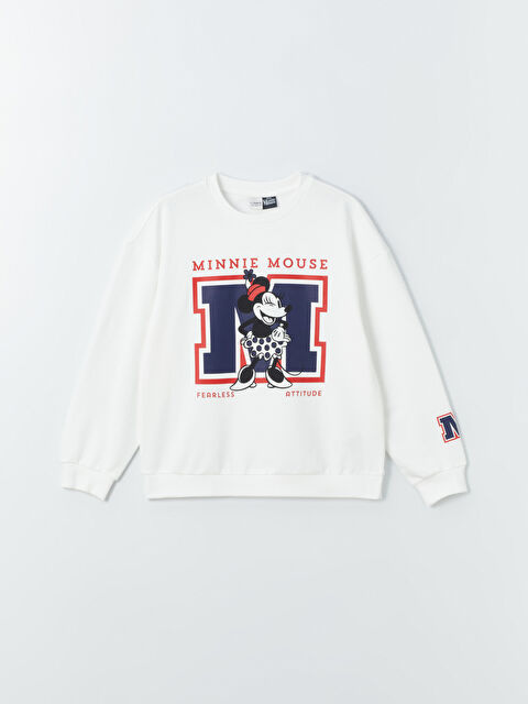 LCW Kids Bisiklet Yaka Minnie Mouse Baskılı Uzun Kollu Kız Çocuk Sweatshirt - S44532Z4-R9J