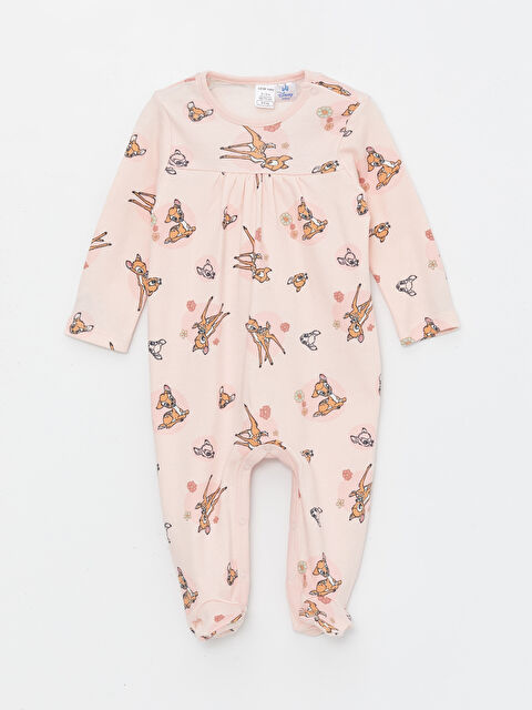 LCW baby Crew Neck Baby Girl Jumpsuit (0-12 Months with Booties, 12 Months+ without Booties) - S44545Z1-LT6