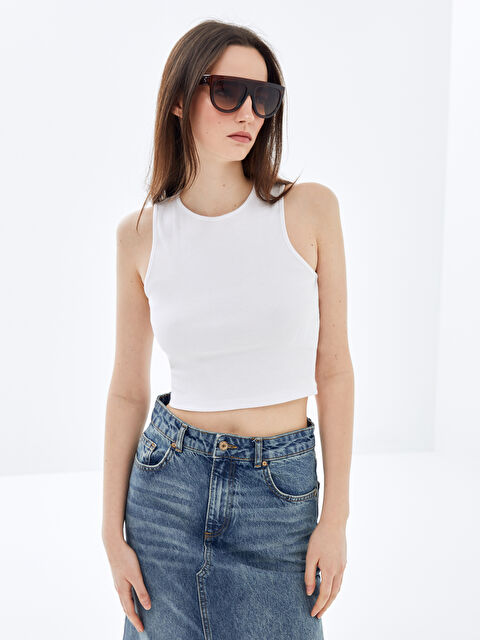 LCW Vision Kadın Bisiklet Yaka Düz Crop - S44558Z8-Q6K